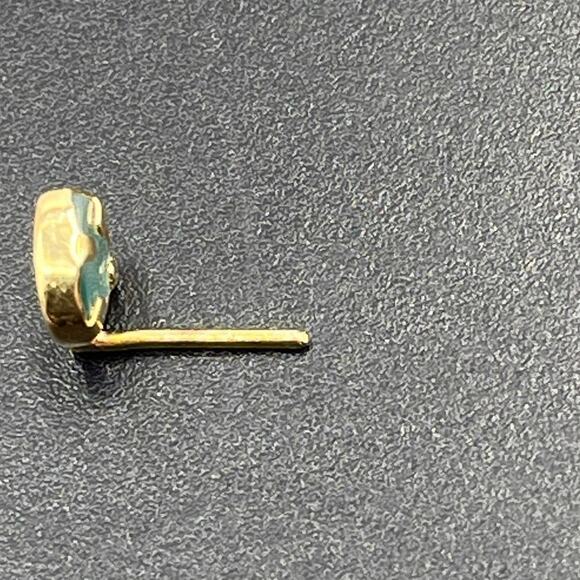 14k Yellow 535 Gold Bezel Set Blue Cats Eye Heart Dainty Small Stud Earrings - Picture 8 of 12